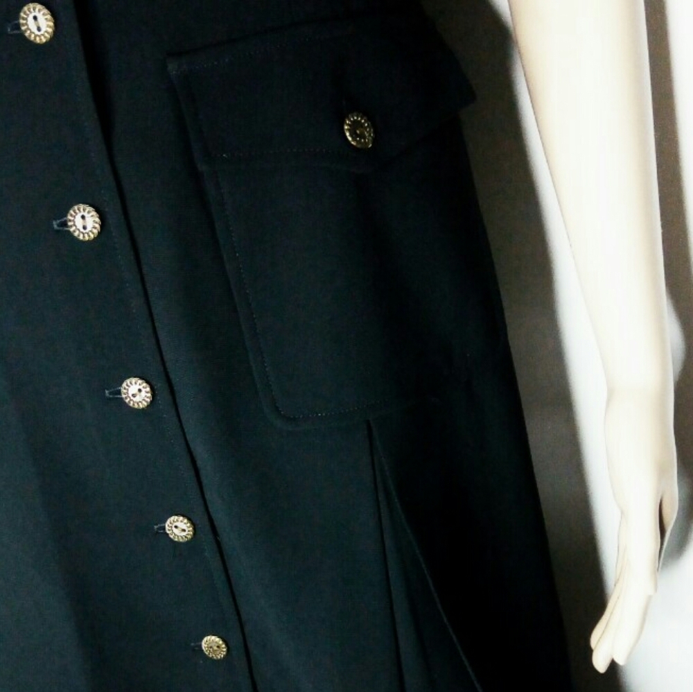Smart Button Up Black Dress W/ Gold Buttons View 4